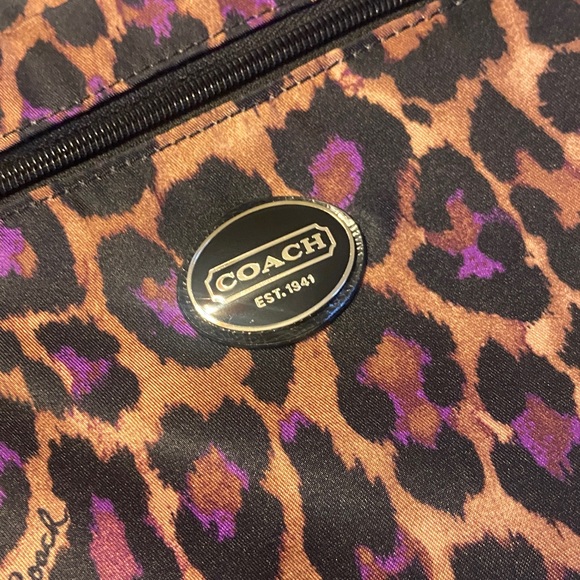Coach Animal Print Crossbody Bag - Purple and Brown with matching cosmetic bag - Picture 4 of 14